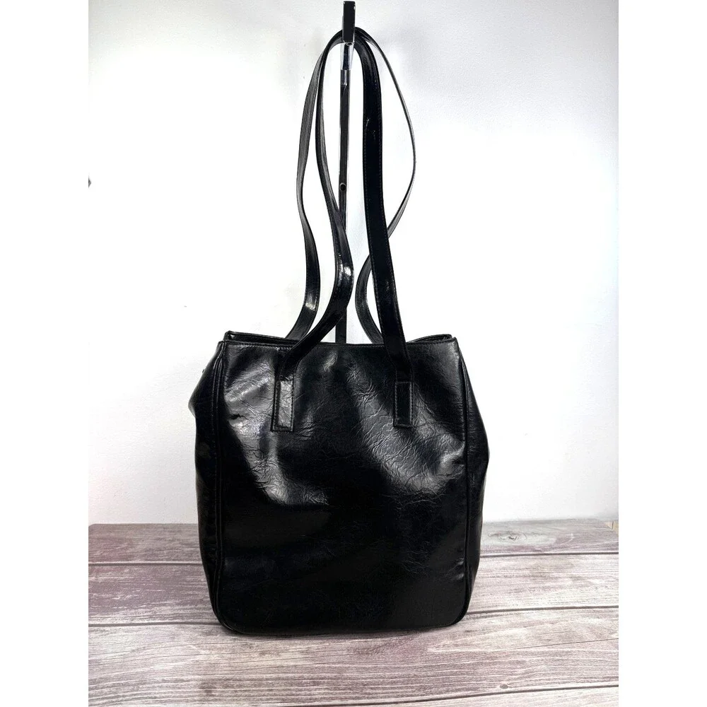 Vintage Black Leather Franchi‎ Handbag Shoulder bag
